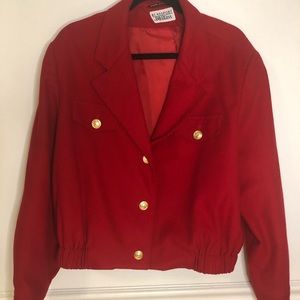 Vintage Bill Blass Wool Red cropped blazer sz 16